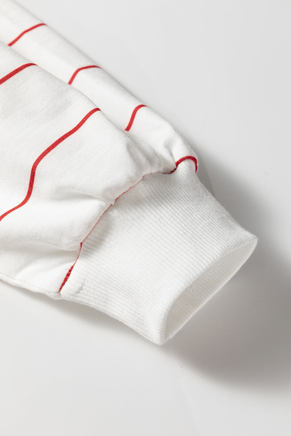 Fiery Red Zip V Neck Casual Stripe Print Drop Shoulder Long Sleeve Top